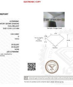 เพชรแท้ Lab Grown Diamond 0.33 กะรัต น้ำ 100 เกรด VVS2 EX EX N พร้อมเซอร์ IGI (1CER1998)