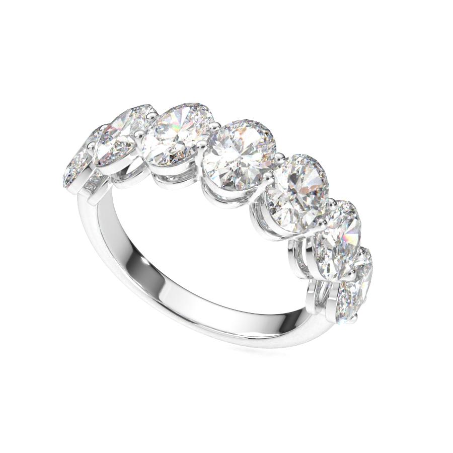 แหวน ผู้หญิง เพชรแถว เม็ดละ 50 ตังค์ โอวอล ครึ่งวง (1RG125)