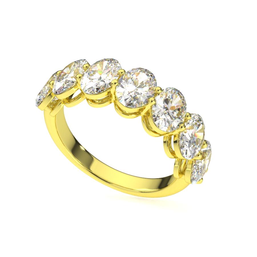 แหวน ผู้หญิง เพชรแถว เม็ดละ 50 ตังค์ โอวอล ครึ่งวง (1RG125)