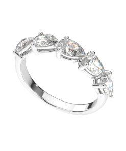 แหวน ผู้หญิง เพชรแถว เม็ดละ 30 ตังค์ หยดน้ำ ครึ่งวง (1RG135)