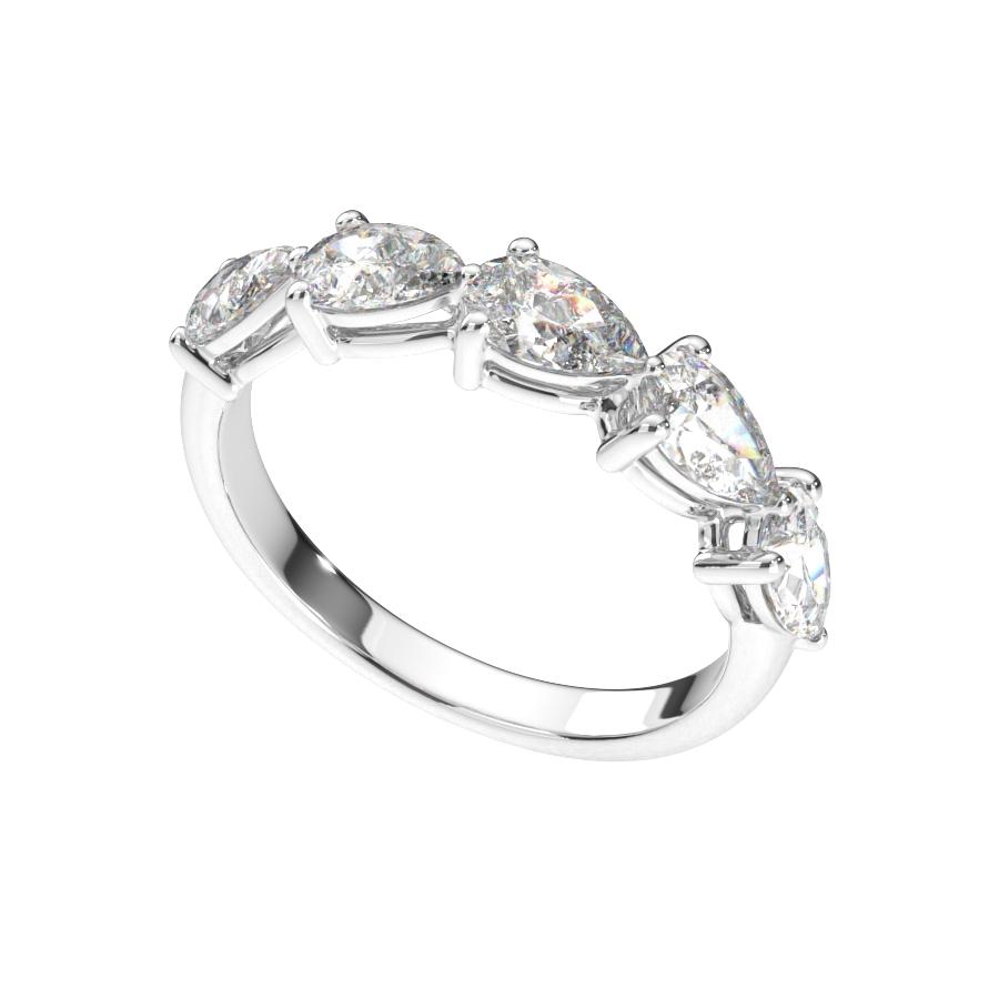 แหวน ผู้หญิง เพชรแถว เม็ดละ 30 ตังค์ หยดน้ำ ครึ่งวง (1RG135)