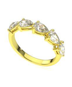 แหวน ผู้หญิง เพชรแถว เม็ดละ 30 ตังค์ หยดน้ำ ครึ่งวง (1RG135)