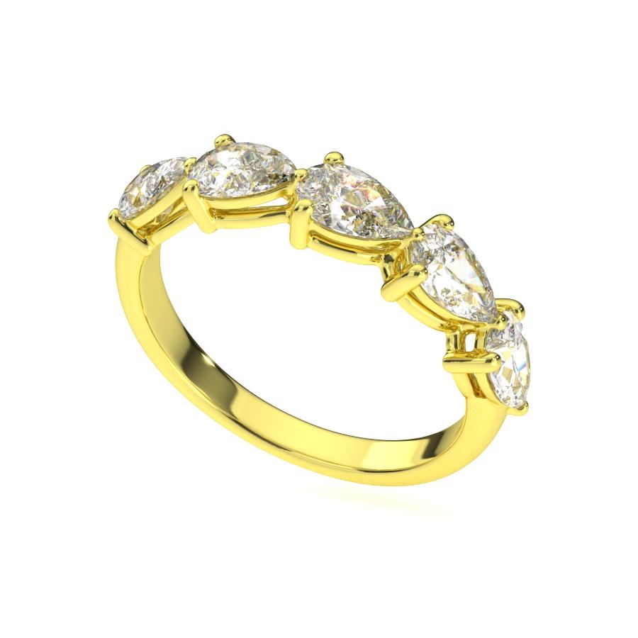 แหวน ผู้หญิง เพชรแถว เม็ดละ 30 ตังค์ หยดน้ำ ครึ่งวง (1RG135)