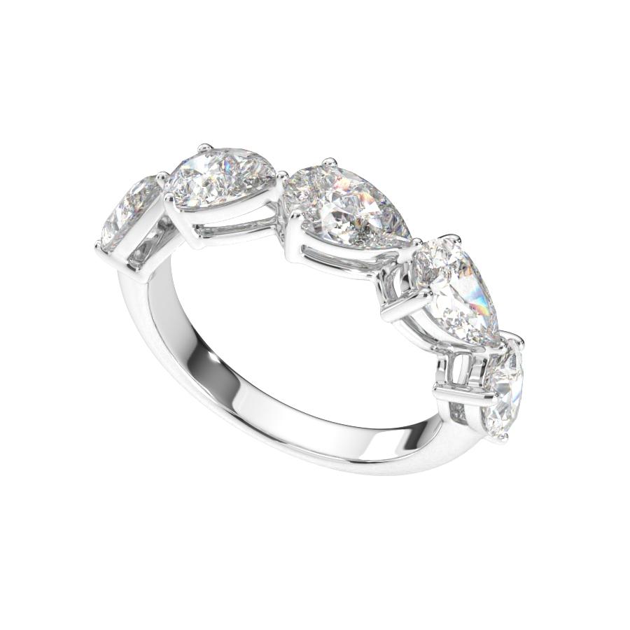 แหวน ผู้หญิง เพชรแถว เม็ดละ 50 ตังค์ หยดน้ำ ครึ่งวง (1RG136)