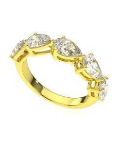 แหวน ผู้หญิง เพชรแถว เม็ดละ 50 ตังค์ หยดน้ำ ครึ่งวง (1RG136)