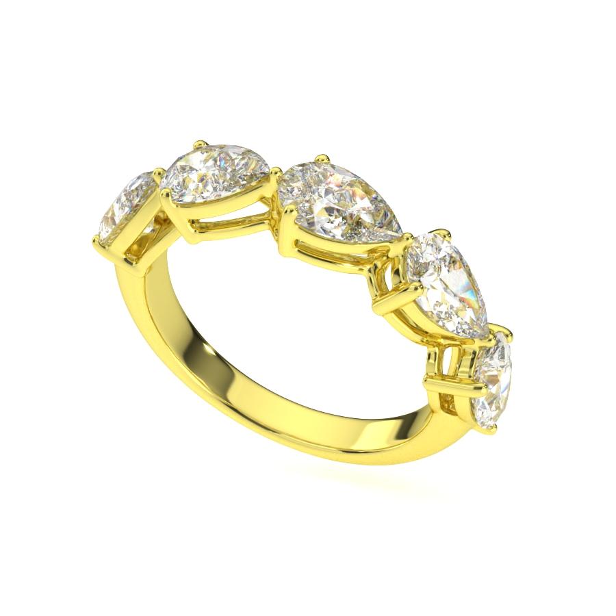 แหวน ผู้หญิง เพชรแถว เม็ดละ 50 ตังค์ หยดน้ำ ครึ่งวง (1RG136)