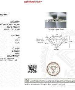 เพชรแท้ Lab Grown Diamond 0.51 กะรัต น้ำ 100 เกรด VVS2 ID EX EX N พร้อมเซอร์ IGI (1CER2023)