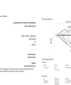 เพชรแท้ Lab Grown Diamond 1.00 กะรัต น้ำ 100 เกรด VVS2 EX EX N พร้อมเซอร์ IGI (1CER2048)