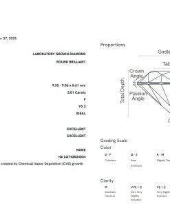 เพชรแท้ Lab Grown Diamond 3.01 กะรัต น้ำ 98 เกรด VS2 ID EX EX N พร้อมเซอร์ IGI (1CER2053)