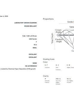 เพชรแท้ Lab Grown Diamond 3.02 กะรัต น้ำ 98 เกรด VS2 ID EX EX N พร้อมเซอร์ IGI (1CER2054)