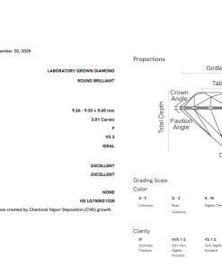 เพชรแท้ Lab Grown Diamond 3.01 กะรัต น้ำ 98 เกรด VS2 ID EX EX N พร้อมเซอร์ IGI (1CER2055)