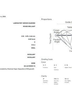 เพชรแท้ Lab Grown Diamond 0.30 กะรัต น้ำ 100 เกรด VVS2 ID EX EX N พร้อมเซอร์ IGI (1CER2062)