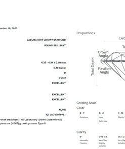 เพชรแท้ Lab Grown Diamond 0.30 กะรัต น้ำ 100 เกรด VVS2 EX EX EX N พร้อมเซอร์ IGI (1CER2063)
