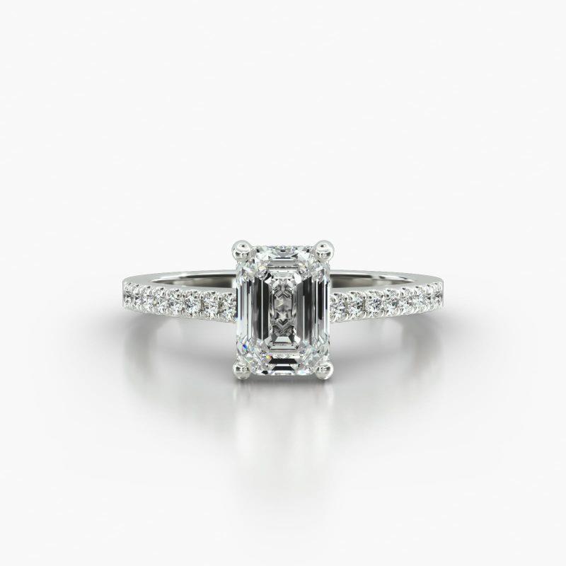 EMERALD OR RADIANT CATHEDRAL CLASSIC PAVE BASKET - A