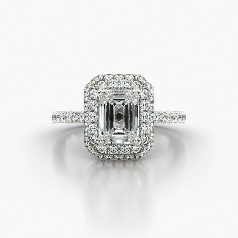 EMERALD OR RADIANT CATHEDRAL FALLING EDGE PAVE HALO - A