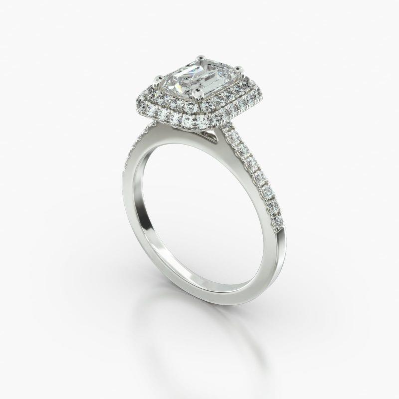 EMERALD OR RADIANT CATHEDRAL FALLING EDGE PAVE HALO - B