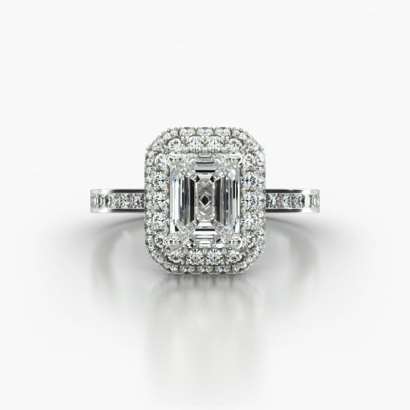 EMERALD OR RADIANT CHANNEL FALLING EDGE PAVE HALO - A