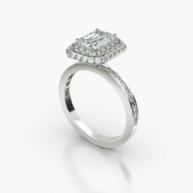 EMERALD OR RADIANT CHANNEL FALLING EDGE PAVE HALO - B