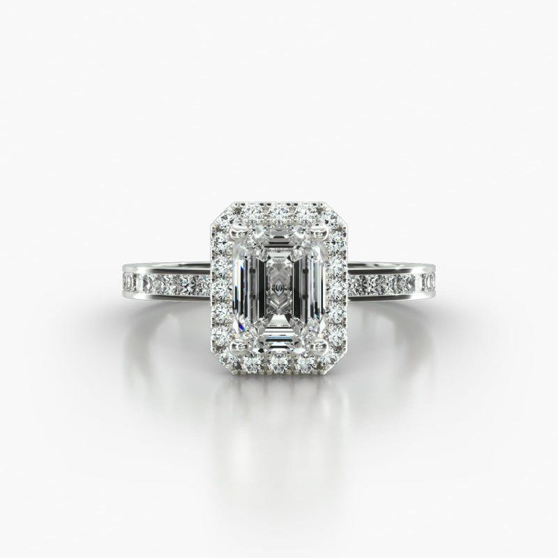 EMERALD OR RADIANT CHANNEL SINGLE ROW PAVE HALO - A