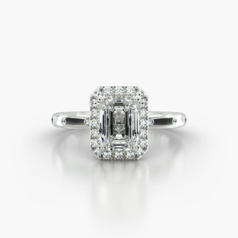 EMERALD OR RADIANT GYPSY SINGLE ROW PAVE HALO - A