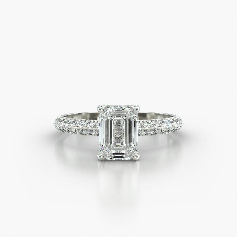 EMERALD OR RADIANT KNIFE PAVE CLASSIC BASKET- A