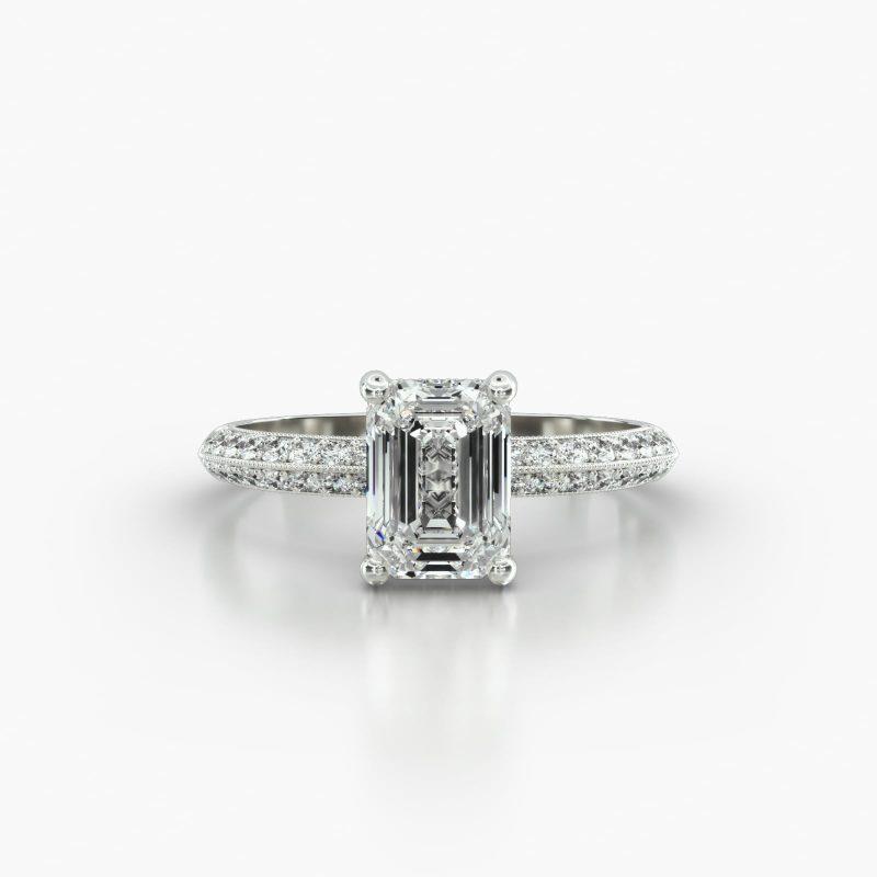 EMERALD OR RADIANT KNIFE PAVE CLASSIC PAVE BASKET - A