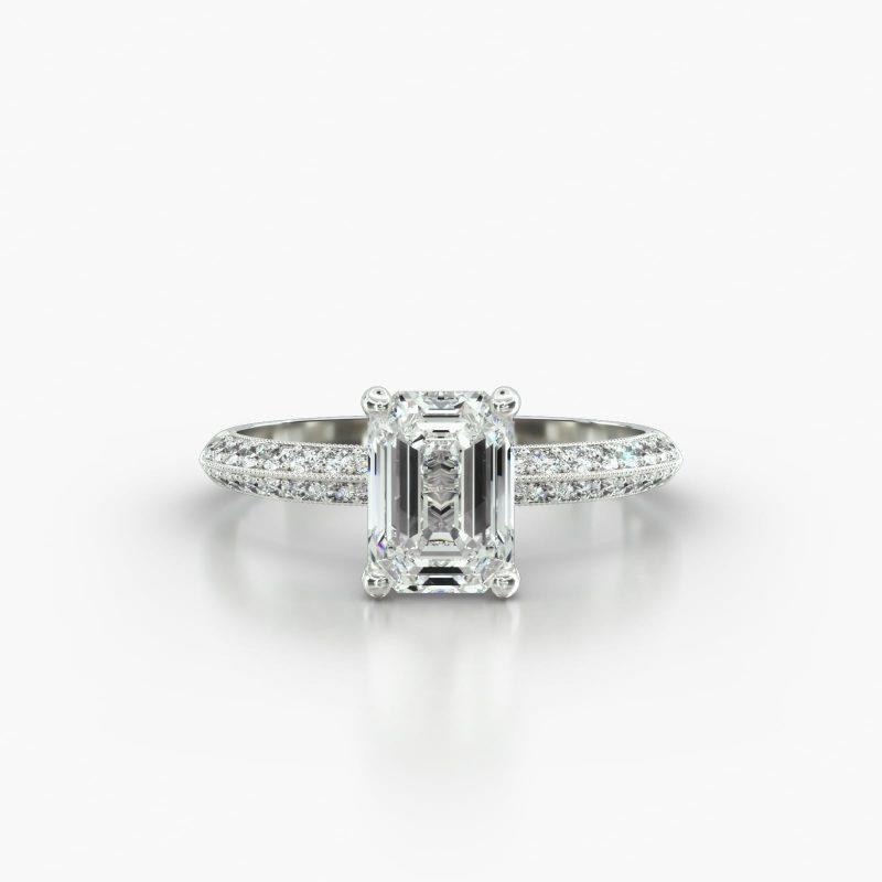 EMERALD OR RADIANT KNIFE PAVE FOUR PRONG - A