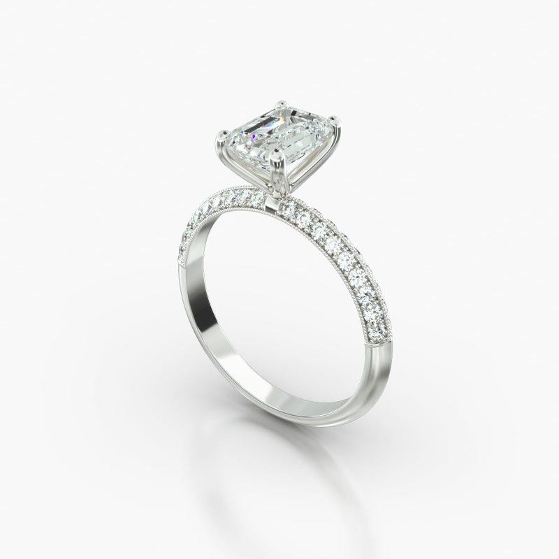 EMERALD OR RADIANT KNIFE PAVE FOUR PRONG - B