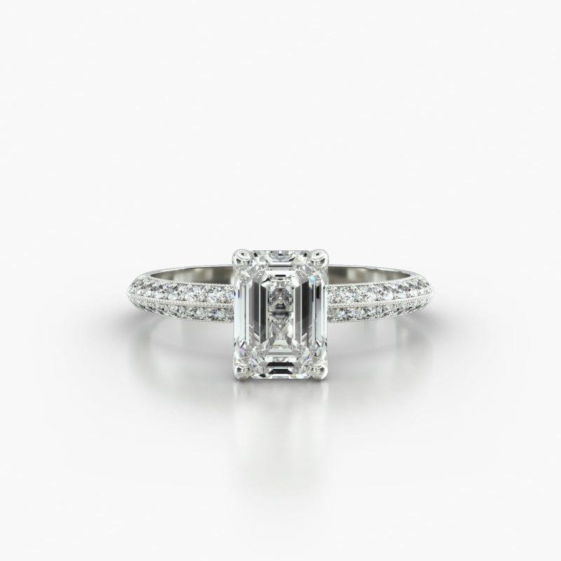 EMERALD OR RADIANT KNIFE PAVE FOUR TULIP BASKET - A