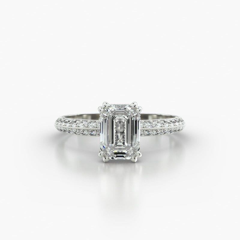 EMERALD OR RADIANT KNIFE PAVE VINTAGE BASKET - A