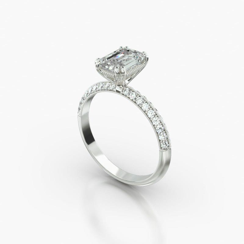 EMERALD OR RADIANT KNIFE PAVE VINTAGE BASKET - B