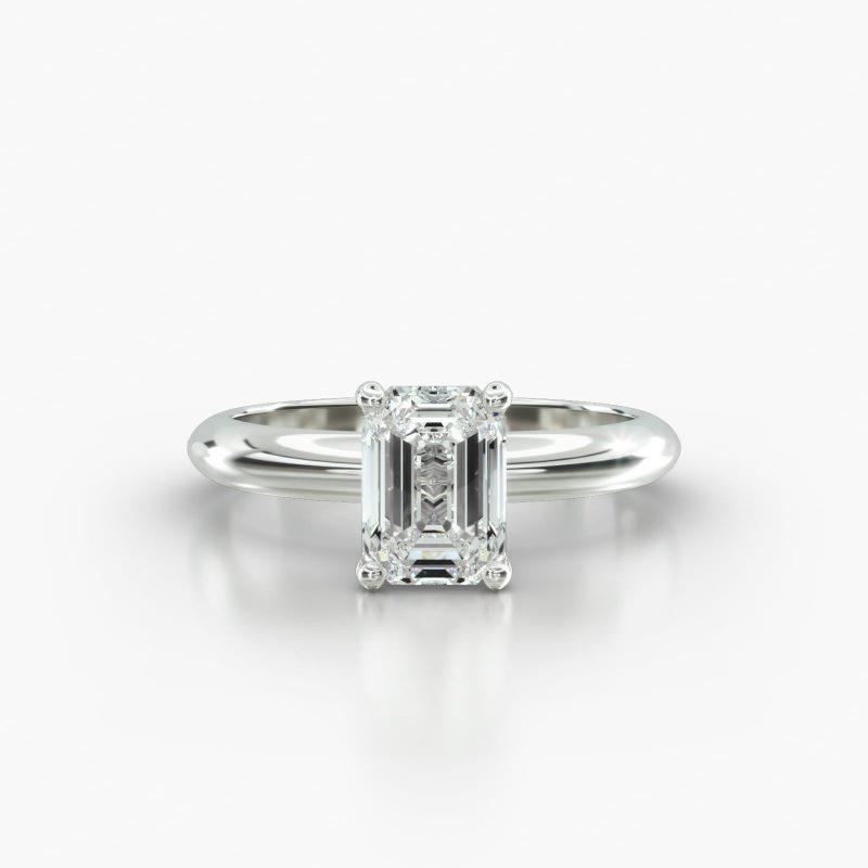 EMERALD OR RADIANT KNIFE SOLITAIRE FOUR PRONG - A