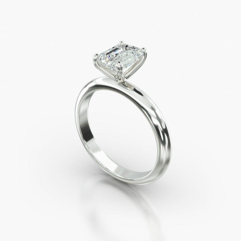 EMERALD OR RADIANT KNIFE SOLITAIRE FOUR PRONG - B