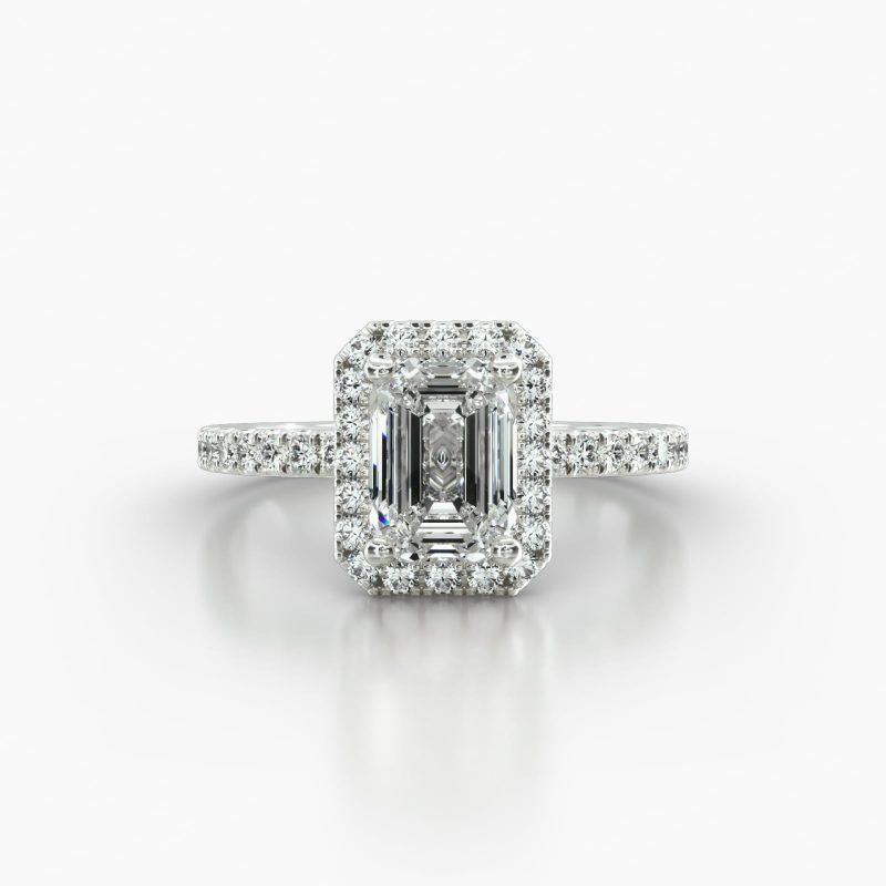EMERALD OR RADIANT MACRO PAVE SINGLE ROW PAVE HALO - A