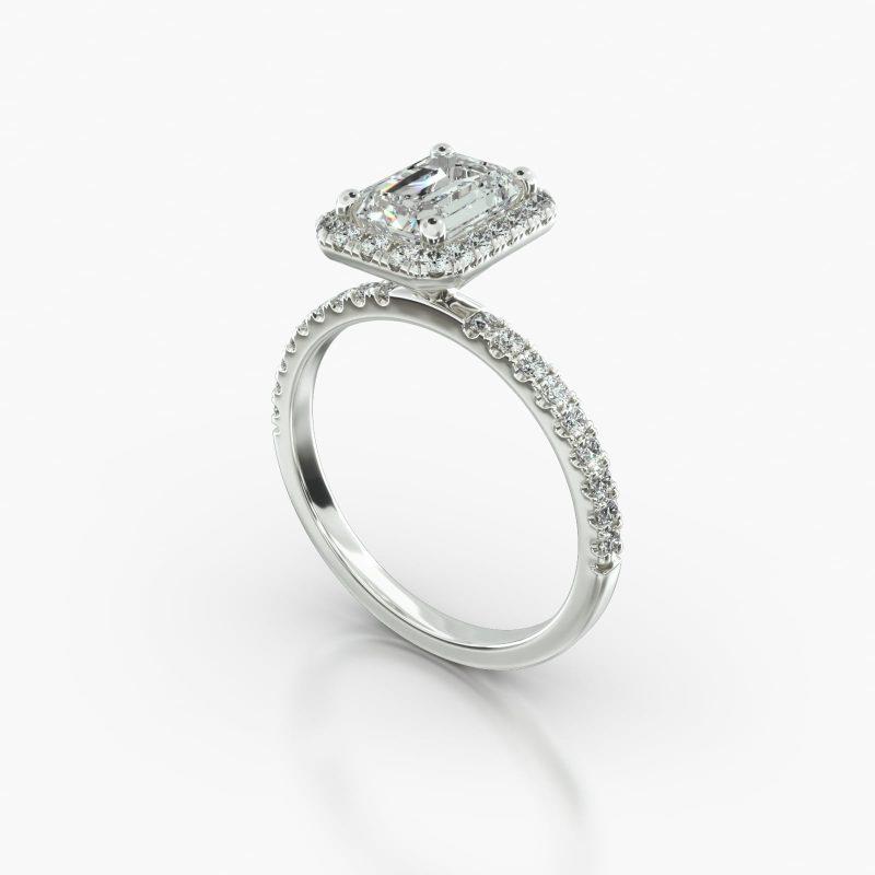 EMERALD OR RADIANT MACRO PAVE SINGLE ROW PAVE HALO - B