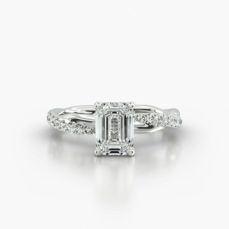 EMERALD OR RADIANT PAVE TWIST CLASSIC BASKET - A