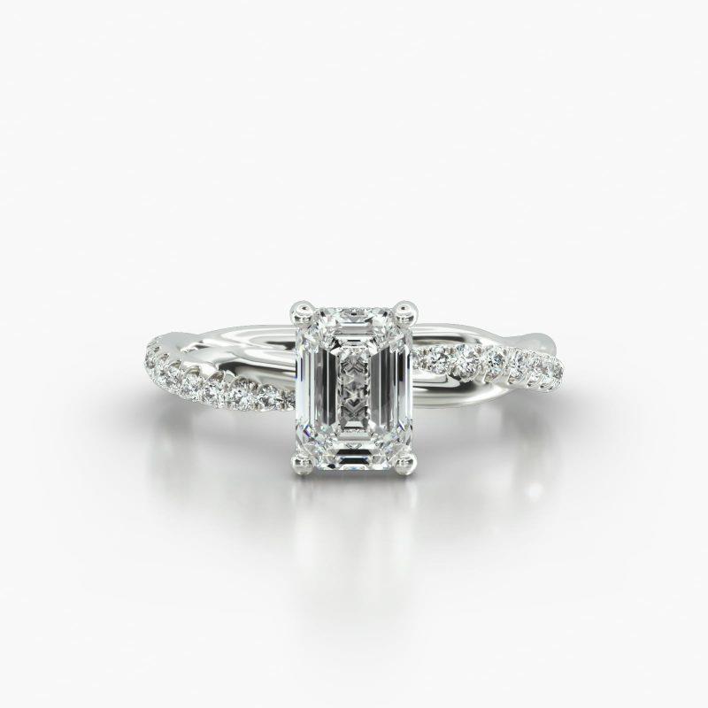 EMERALD OR RADIANT PAVE TWIST CLASSIC PAVE BASKET - A