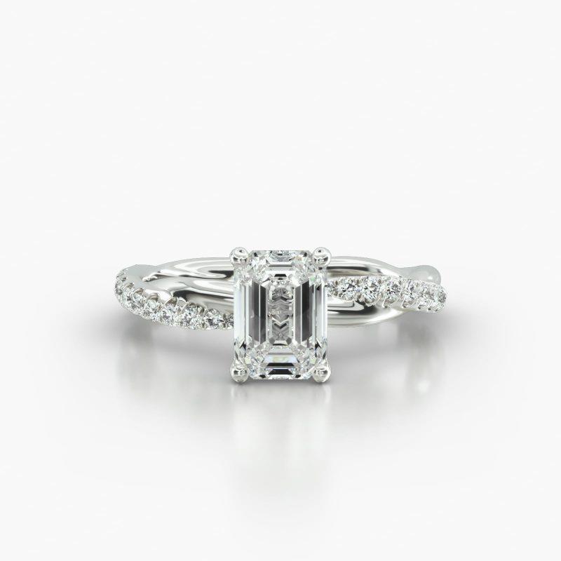 EMERALD OR RADIANT PAVE TWIST FOUR PRONG - A