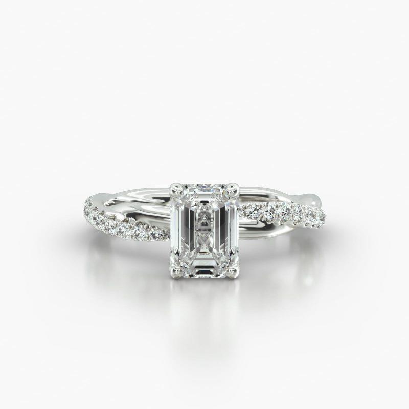 EMERALD OR RADIANT PAVE TWIST FOUR TULIP BASKET - A