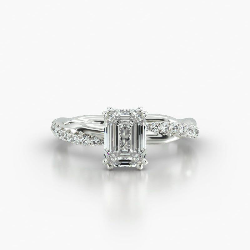 EMERALD OR RADIANT PAVE TWIST VINTAGE BASKET - A