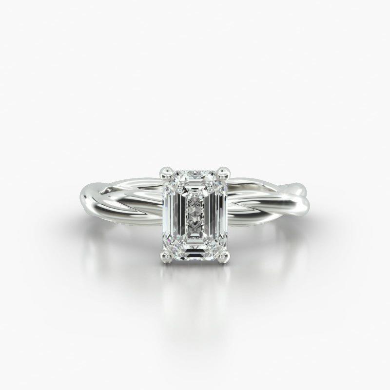 EMERALD OR RADIANT TWIST CLASSIC PAVE BASKET - A