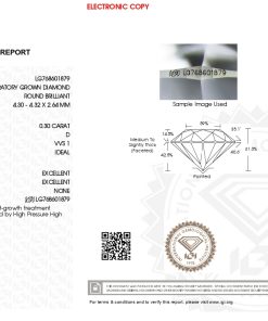 เพชรแท้ Lab Grown Diamond 0.30 กะรัต น้ำ 100 เกรด VVS1 ID EX EX N พร้อมเซอร์ IGI (1CER2105)