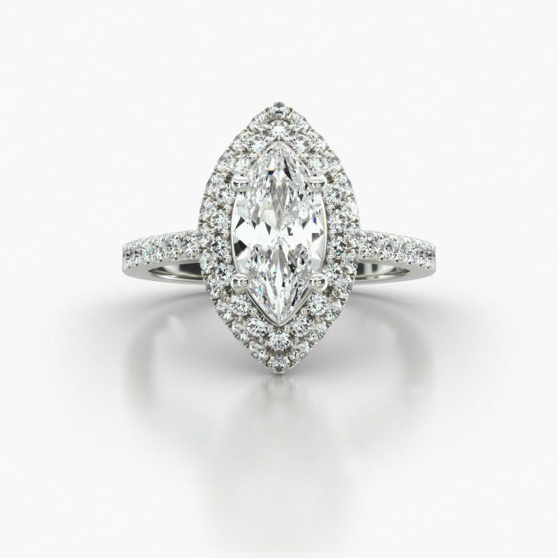 MARQUISE CATHEDRAL FALLING EDGE PAVE HALO - A