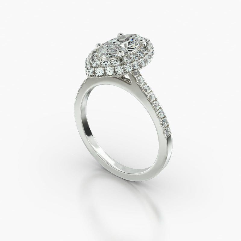 MARQUISE CATHEDRAL FALLING EDGE PAVE HALO - B