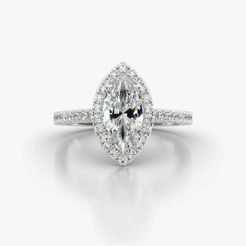 MARQUISE CATHEDRAL SINGLE ROW PAVE HALO - A