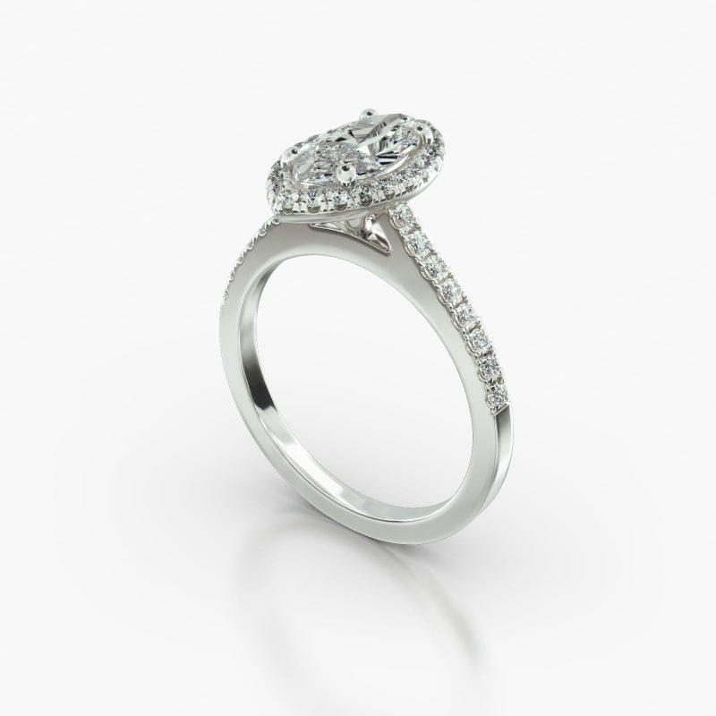 MARQUISE CATHEDRAL SINGLE ROW PAVE HALO - B
