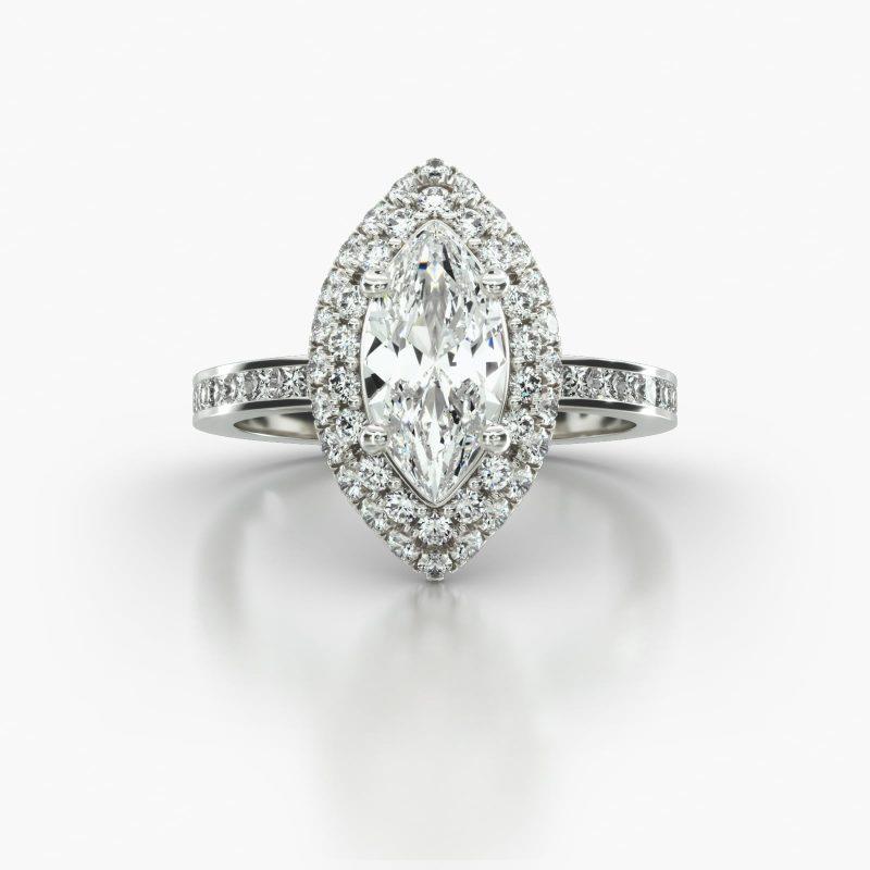 MARQUISE CHANNEL FALLING EDGE PAVE HALO - A