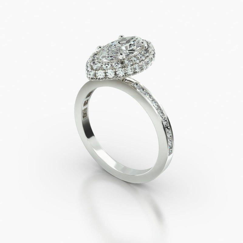 MARQUISE CHANNEL FALLING EDGE PAVE HALO - B