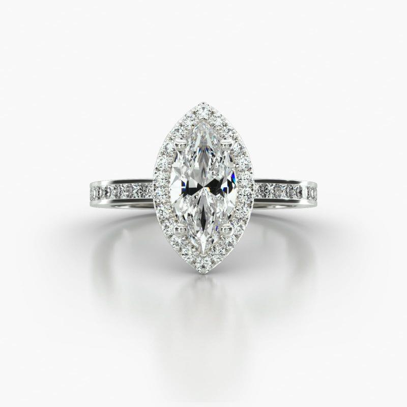 MARQUISE CHANNEL SINGLE ROW PAVE HALO - A