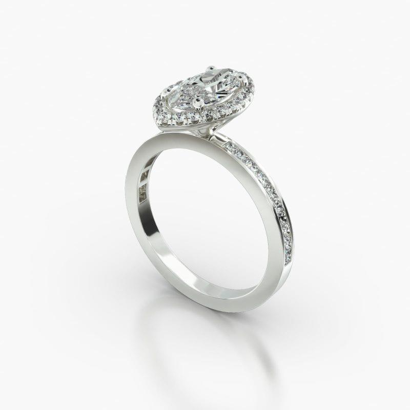 MARQUISE CHANNEL SINGLE ROW PAVE HALO - B